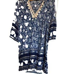 Ladies Blue and White Dress